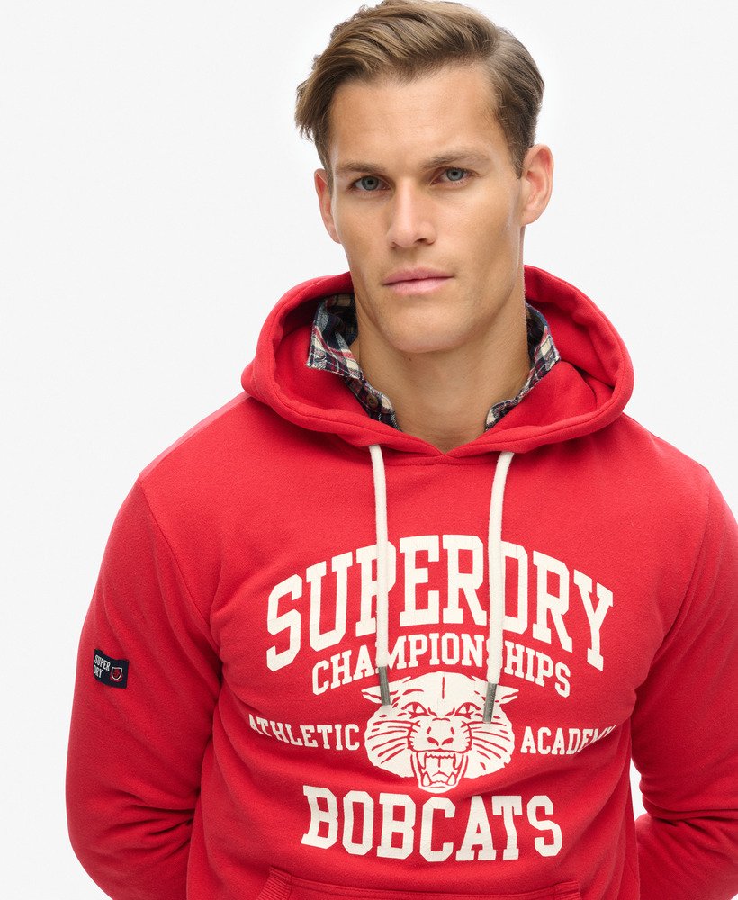 moletom com capuz track field athletic graphic na cor ferra red mescla.