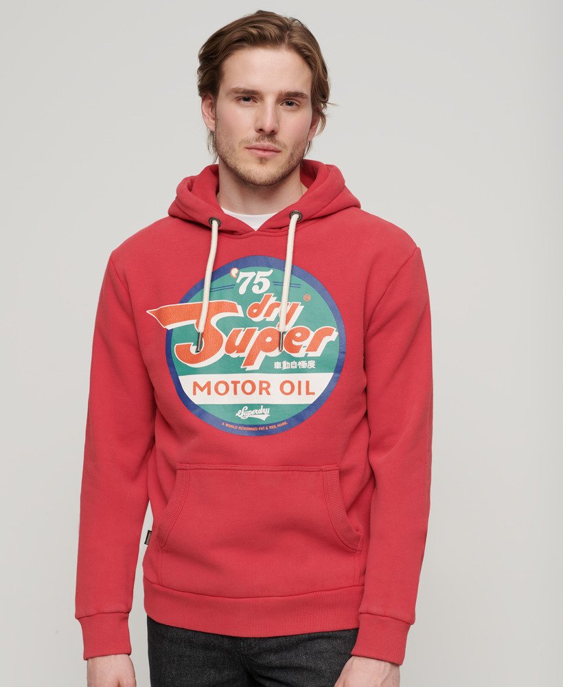 moletom com capuz gasline workwear graphic na cor vermelho refrigerante