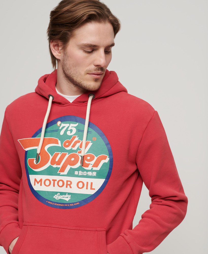 moletom com capuz gasline workwear graphic na cor vermelho refrigerante