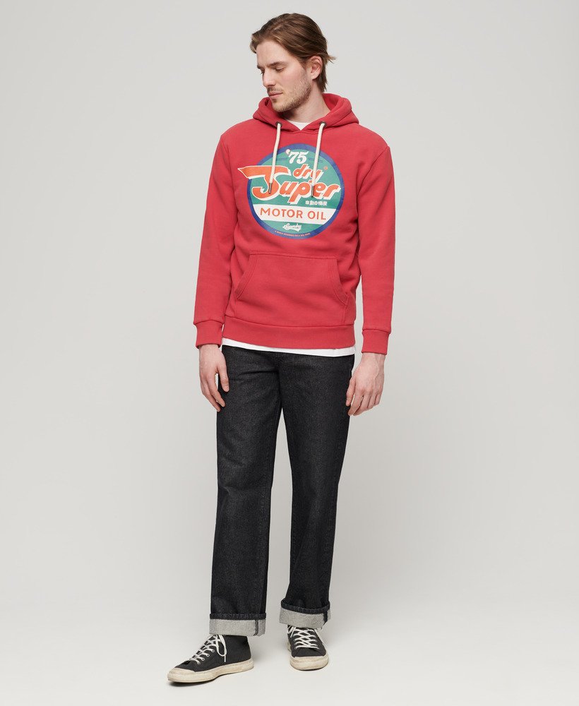 moletom com capuz gasline workwear graphic na cor vermelho refrigerante