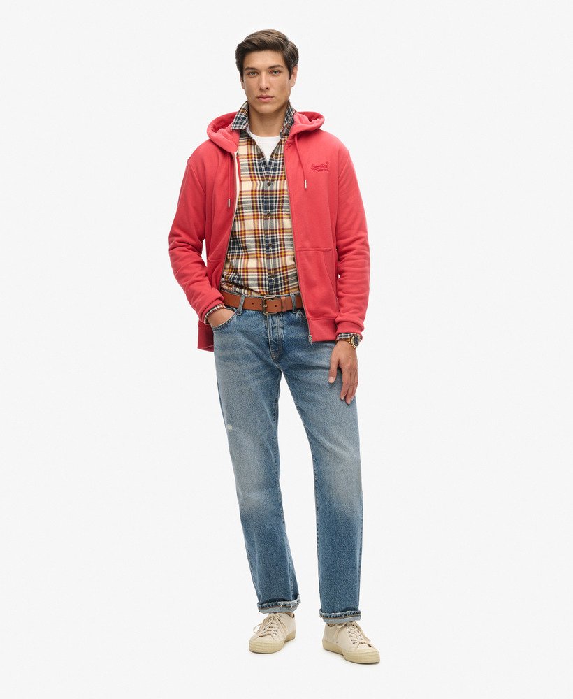 moletom com zíper e logo essencial na cor vermelho cardeal