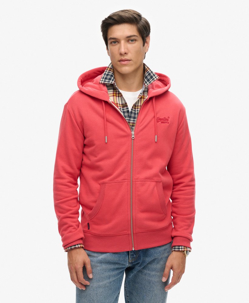 moletom com zíper e logo essencial na cor vermelho cardeal