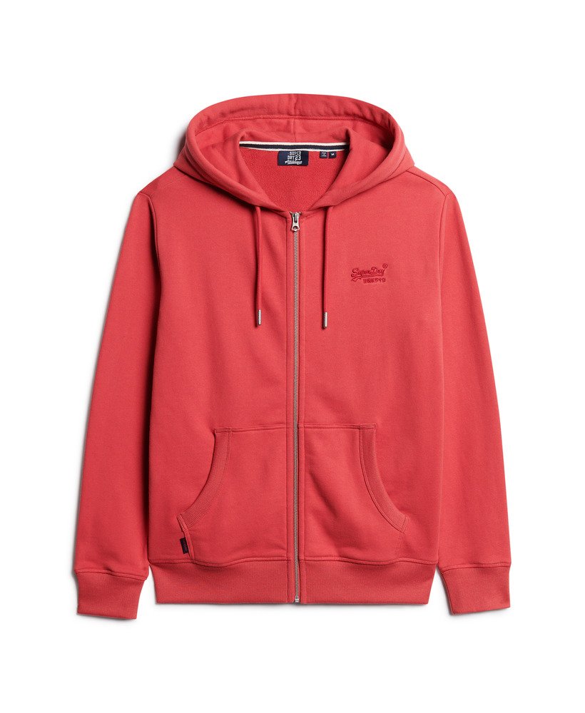 moletom com zíper e logo essencial na cor vermelho cardeal