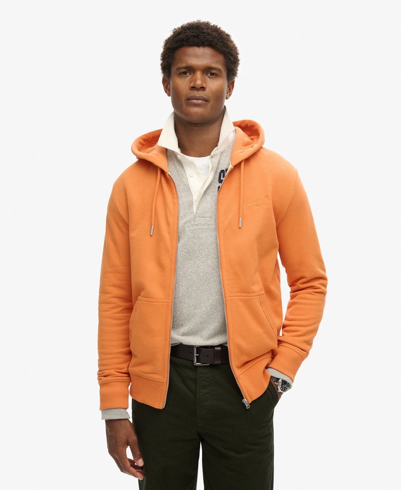moletom com zíper e logo essencial na cor laranja mojave