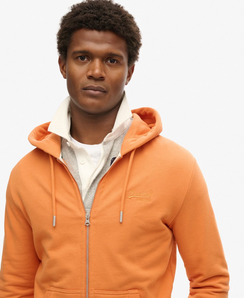moletom com zíper e logo essencial na cor laranja mojave