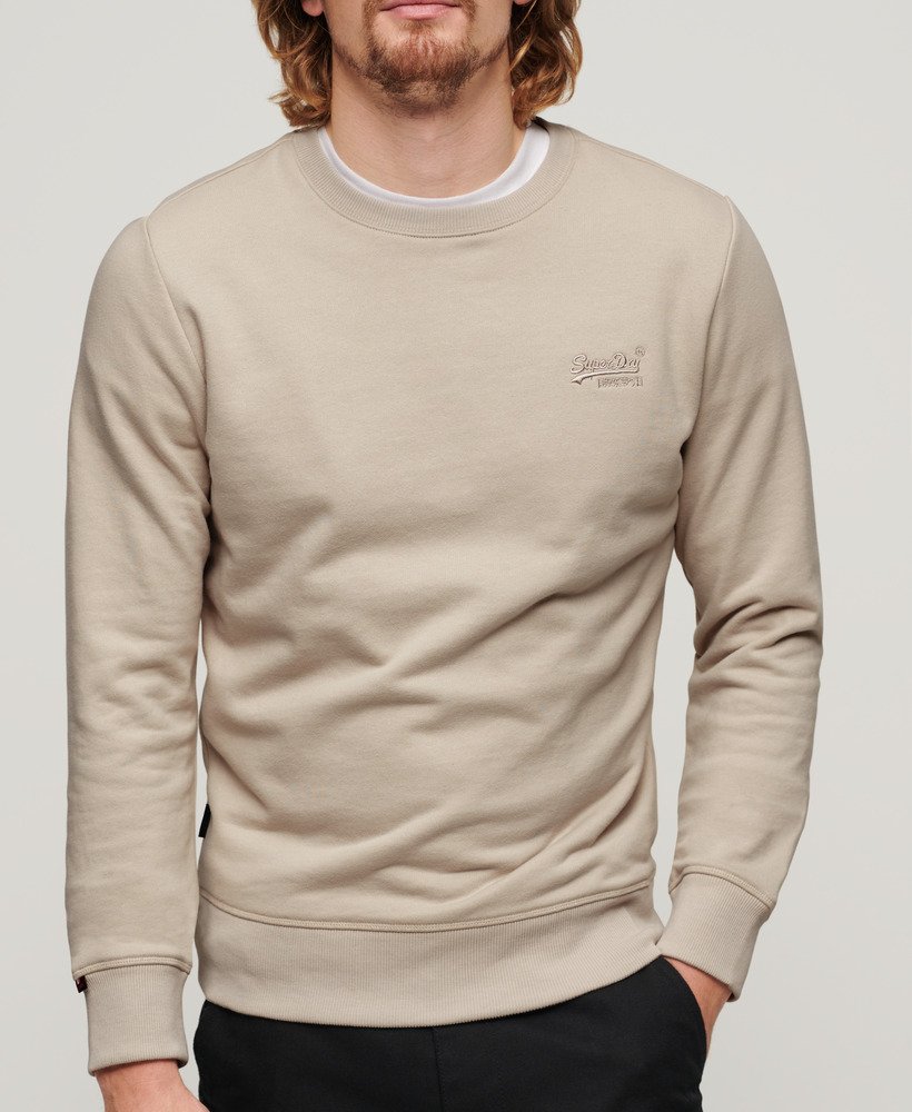moletom essential logo crew na cor bege claro