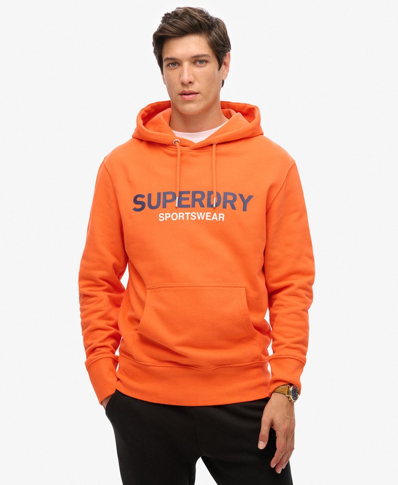 moletom com capuz folgado com logo da sportswear na cor laranja vibrante.