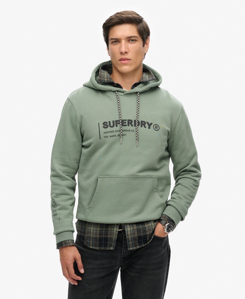 moletom folgado com capuz utility sport logo na cor cáqui laurel