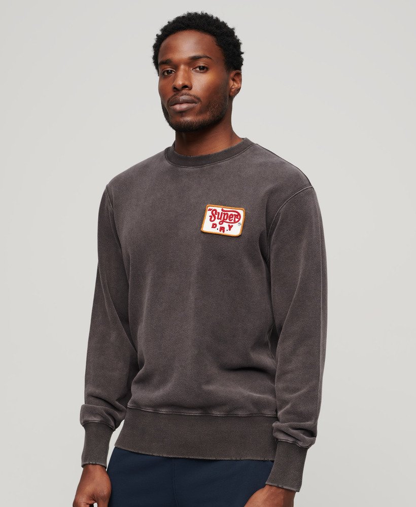 moletom mechanic loose fit crew na cor preta lavada