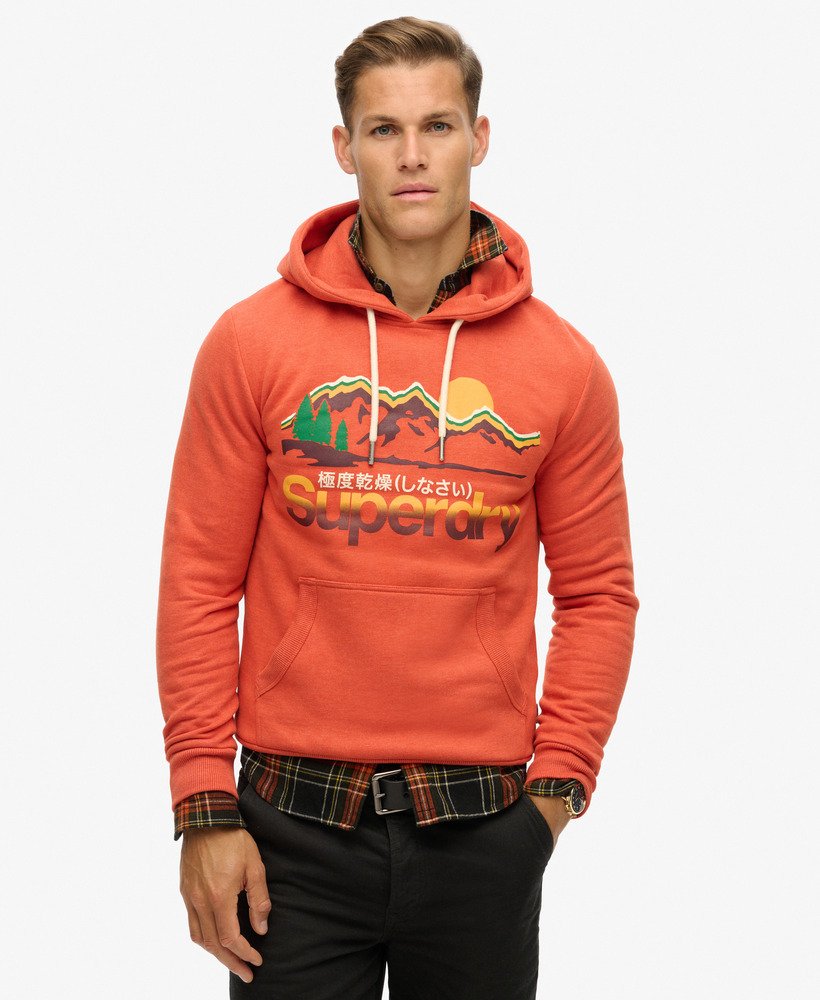 moletom com capuz great outdoors graphic na cor laranja ferrugem mesclado