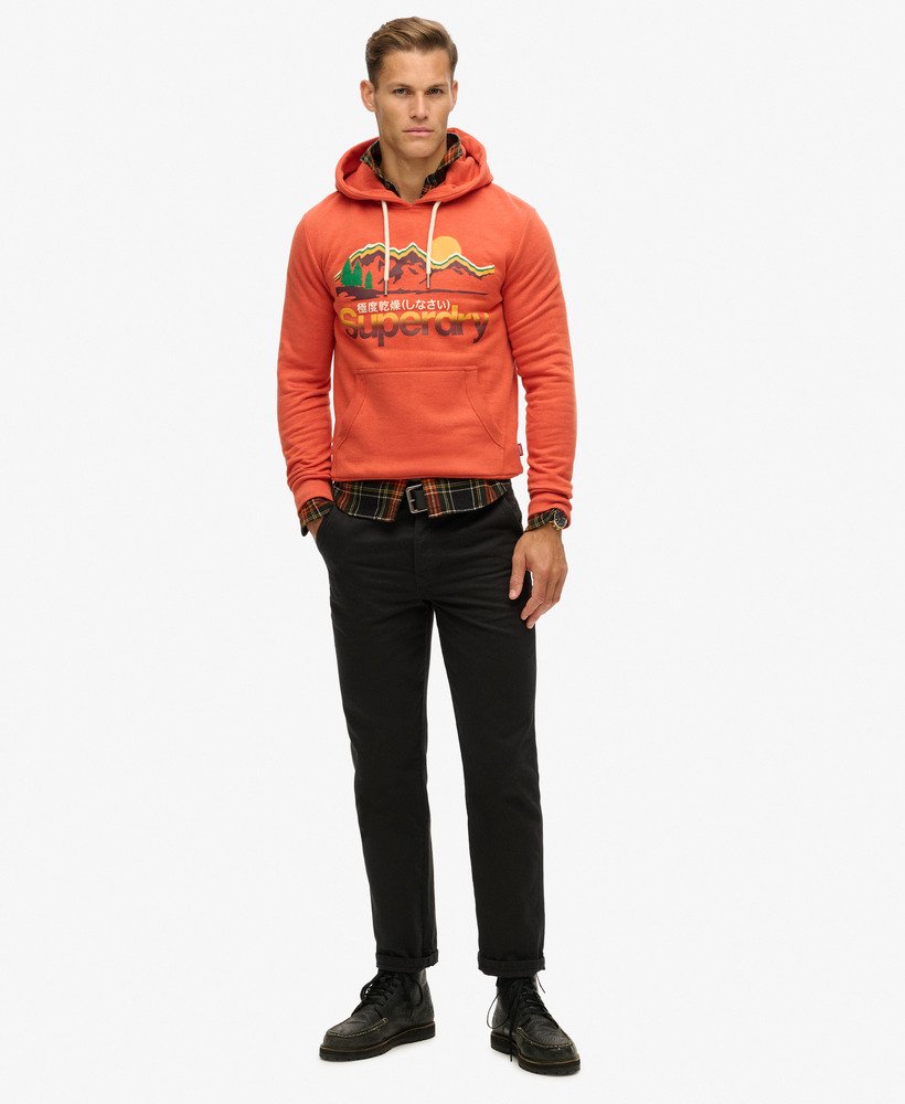 moletom com capuz great outdoors graphic na cor laranja ferrugem mesclado