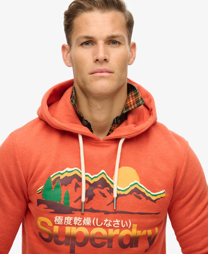 moletom com capuz great outdoors graphic na cor laranja ferrugem mesclado