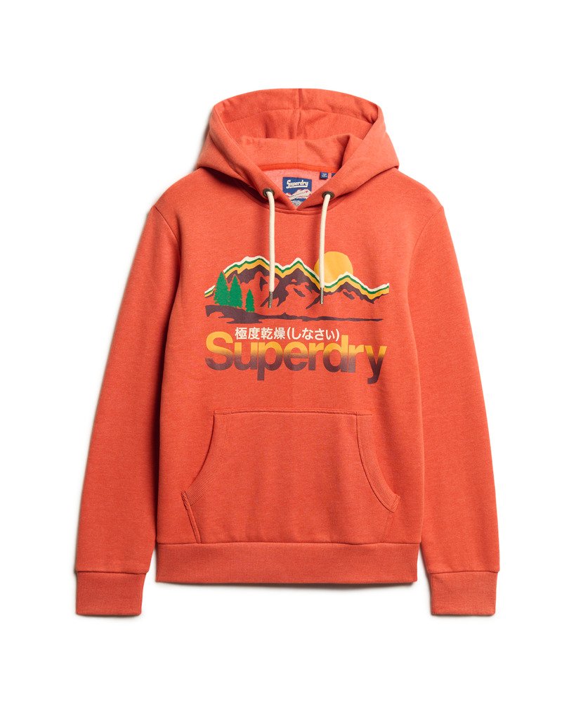 moletom com capuz great outdoors graphic na cor laranja ferrugem mesclado