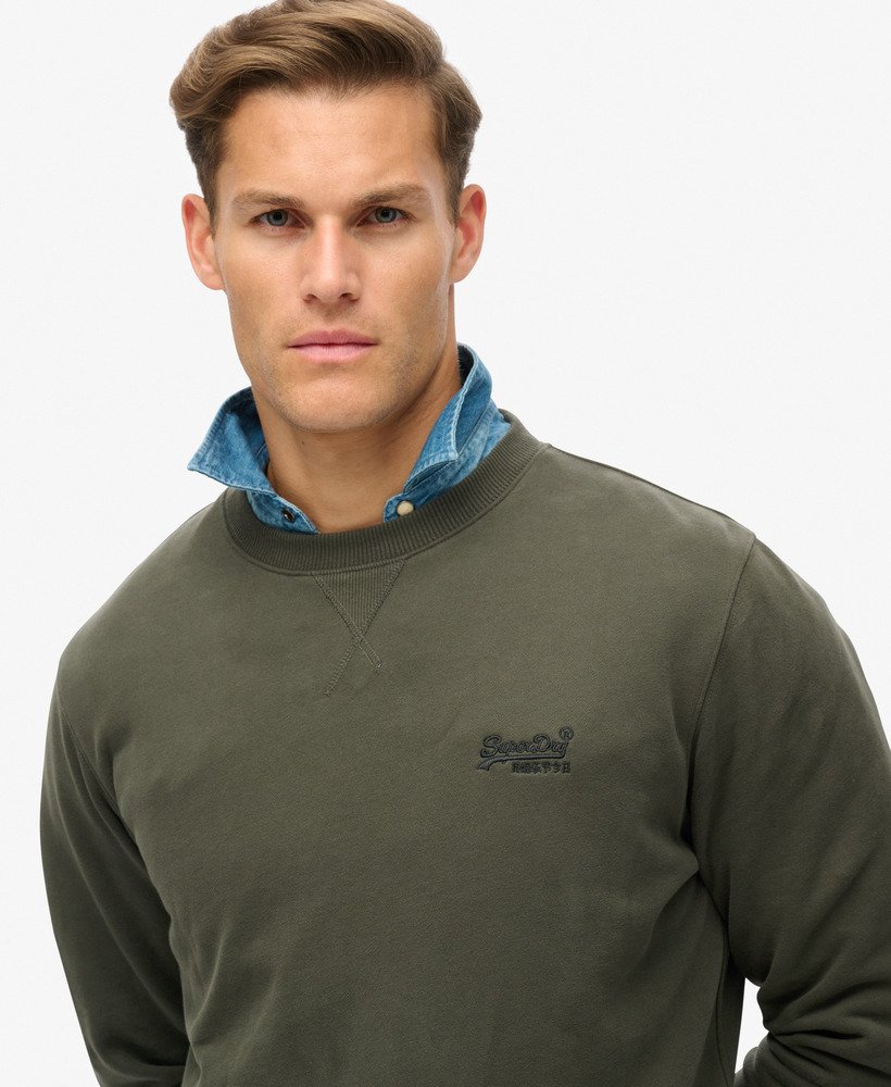 moletom essential logo crew em verde acinzentado escuro