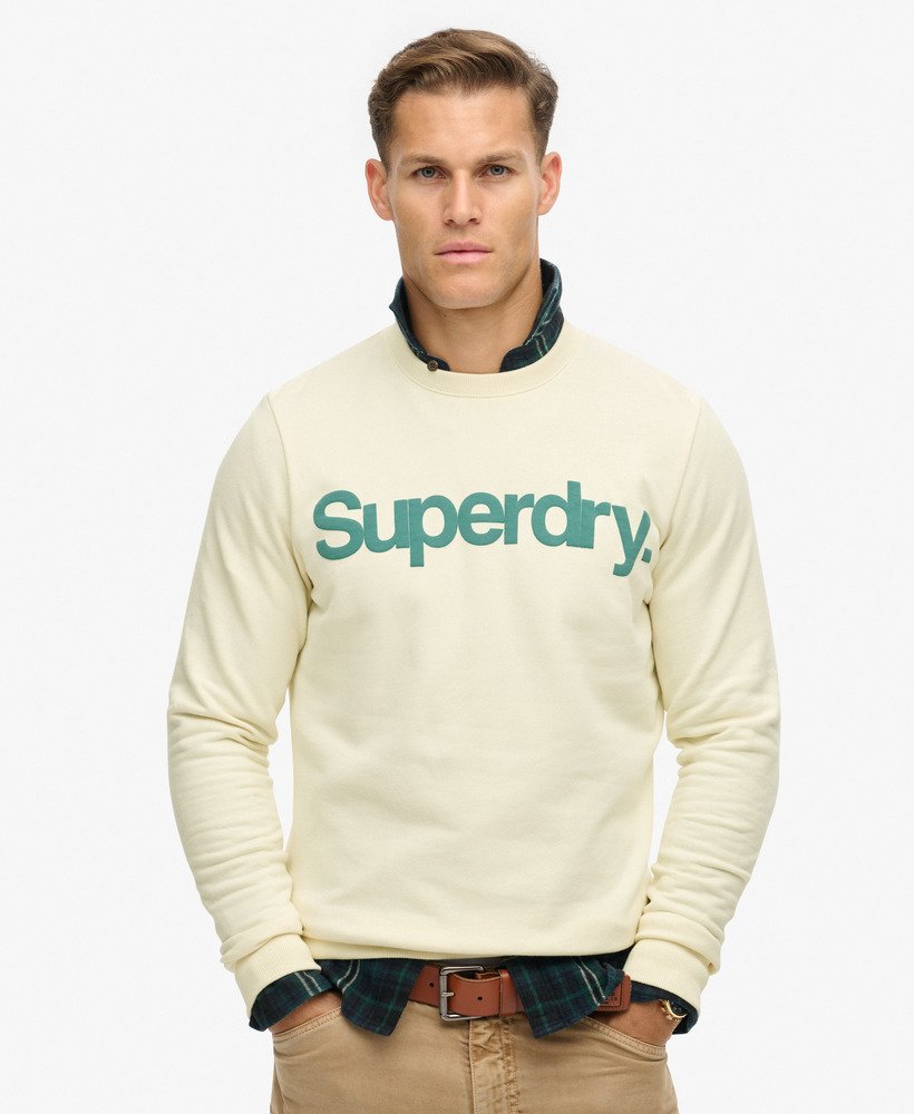 moletom classic core logo na cor creme ostra