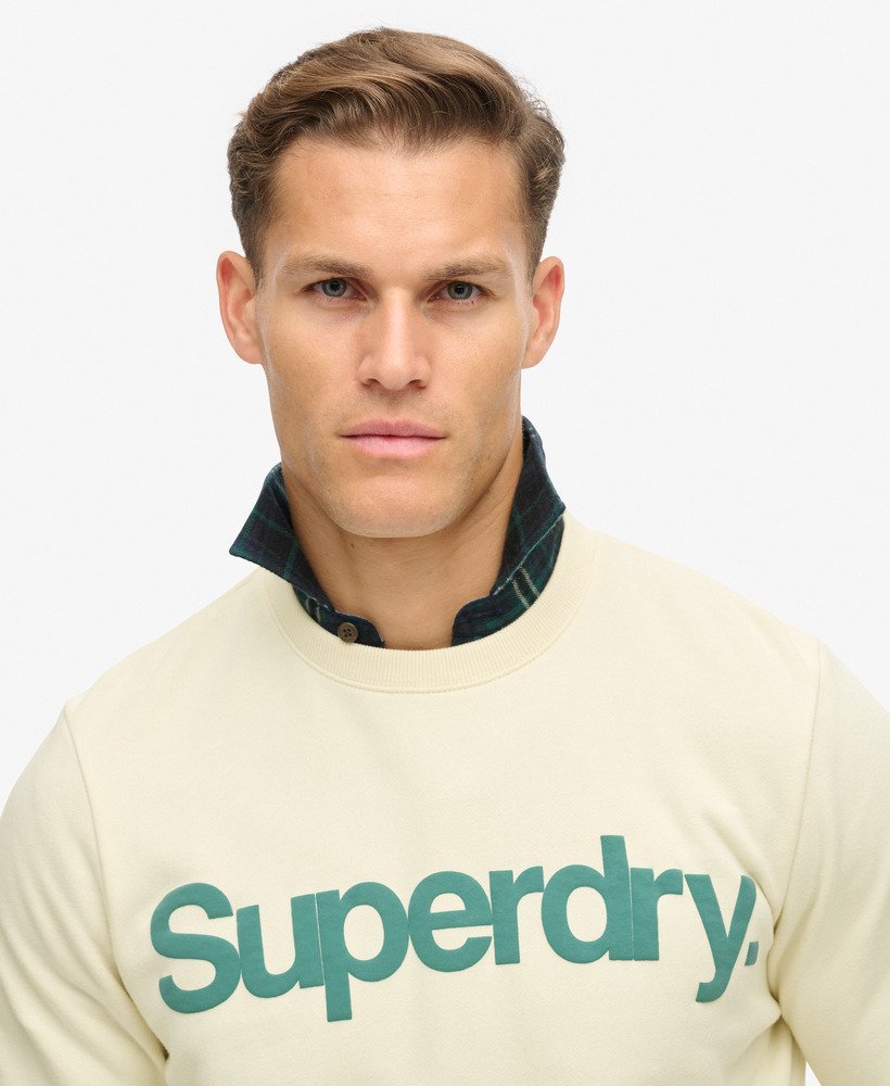 moletom classic core logo na cor creme ostra