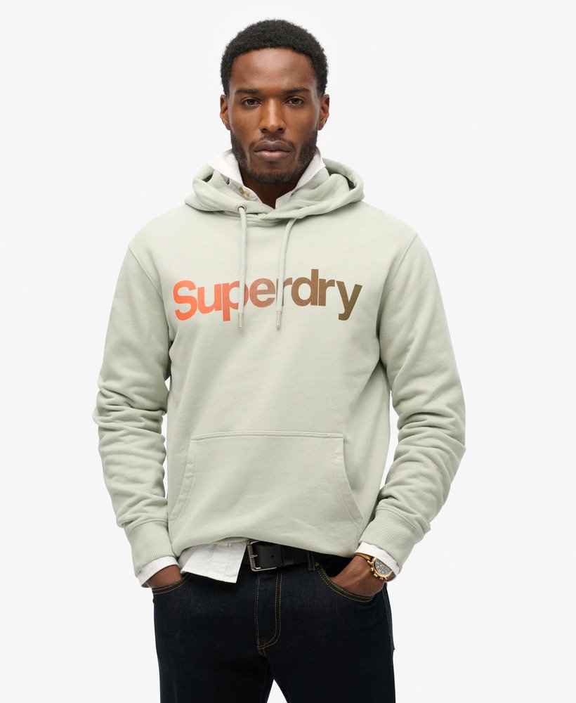 moletom folgado com capuz core logo fade na cor puritan grey