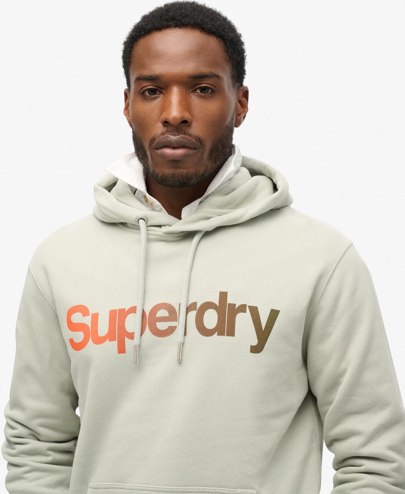 moletom folgado com capuz core logo fade na cor puritan grey