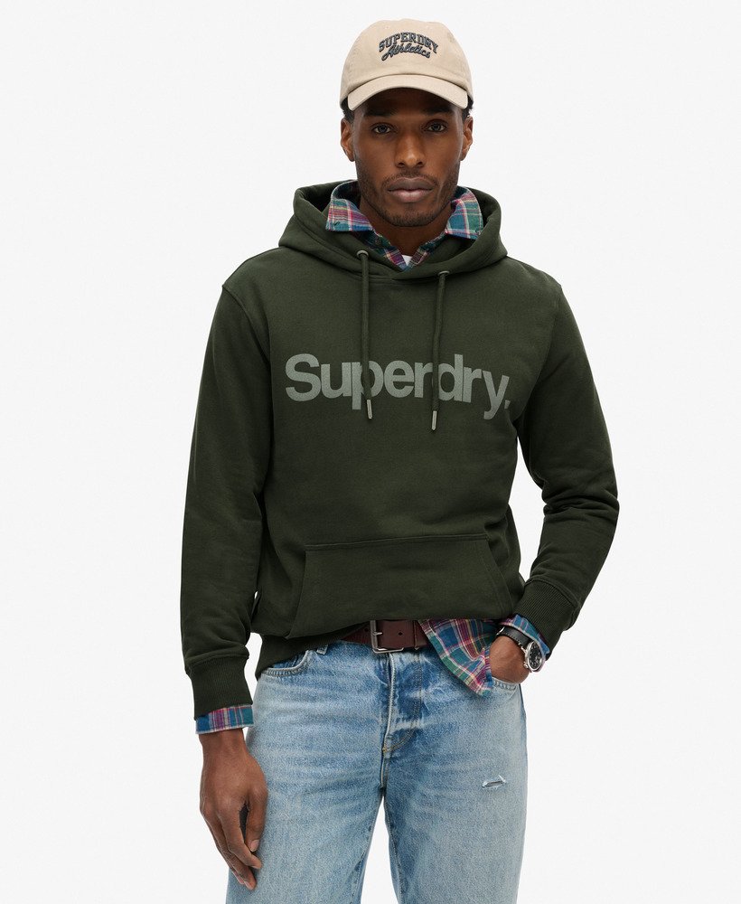moletom com capuz core logo city loose fit na cor cáqui militar