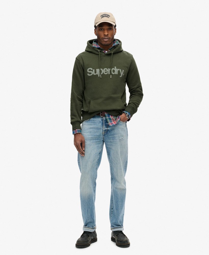 moletom com capuz core logo city loose fit na cor cáqui militar