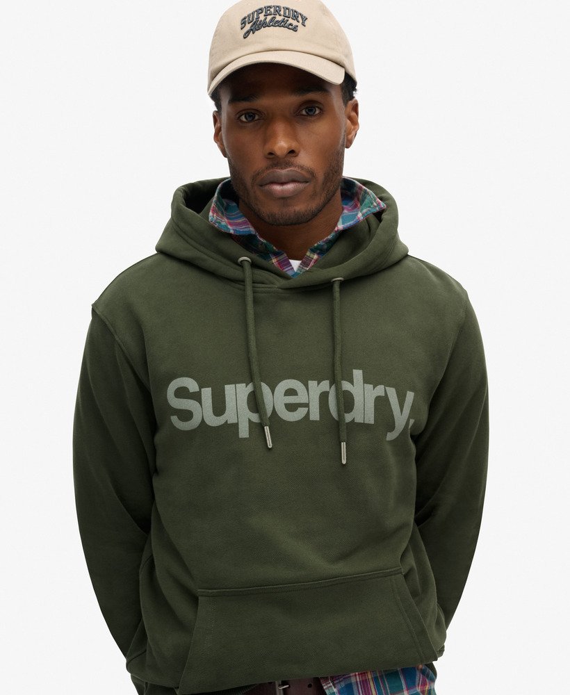 moletom com capuz core logo city loose fit na cor cáqui militar