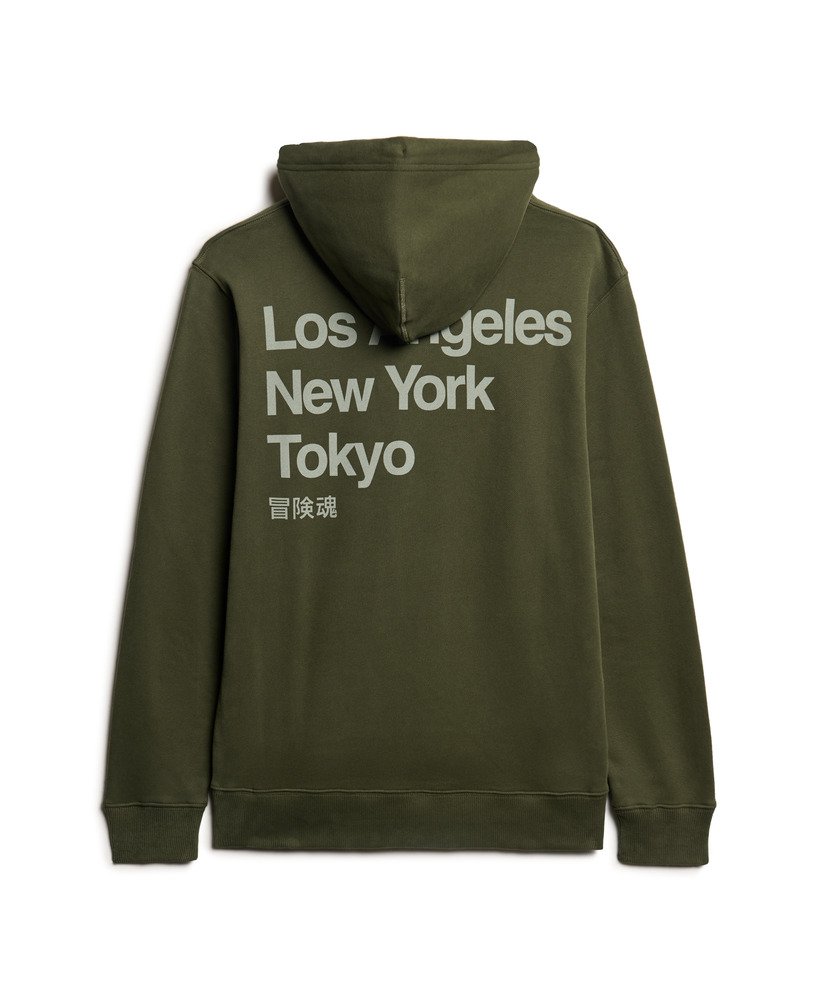 moletom com capuz core logo city loose fit na cor cáqui militar
