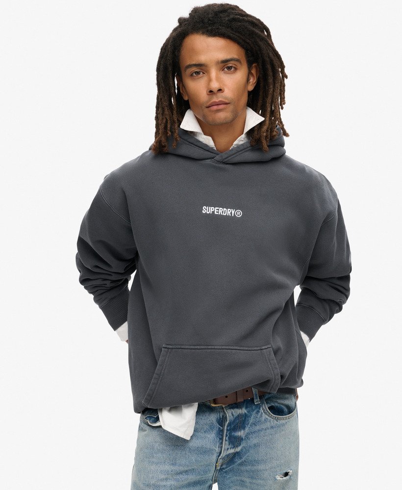 moletom folgado com capuz e estampa de micro logo na cor Ébano