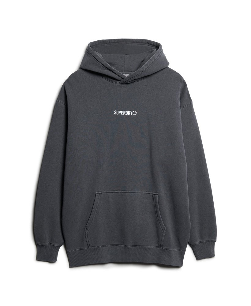 moletom folgado com capuz e estampa de micro logo na cor Ébano