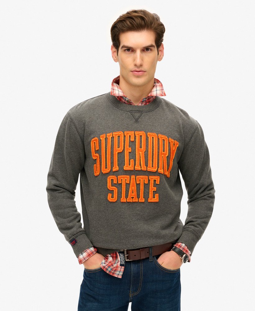 moletom vintage athletic crew na cor cinza mesclado