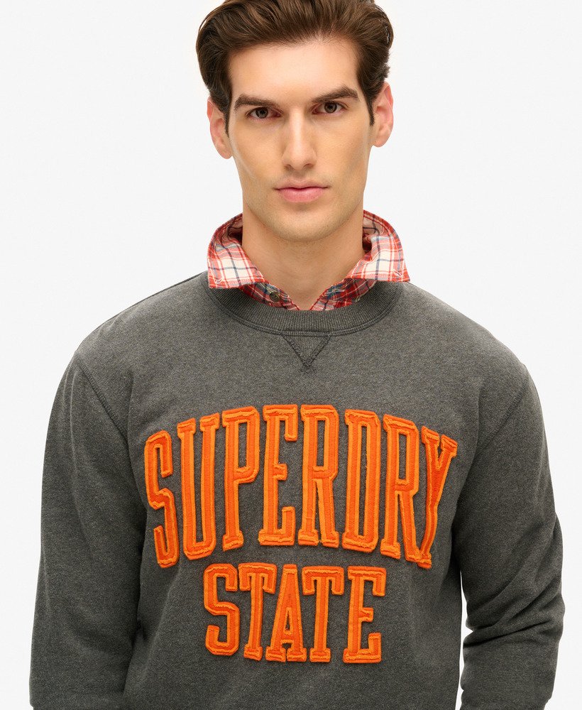 moletom vintage athletic crew na cor cinza mesclado