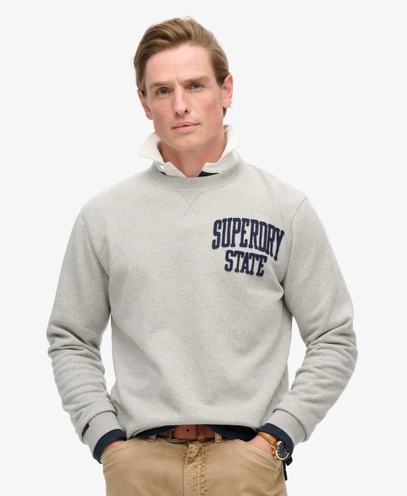 moletom vintage athletic crew em cinza mesclado claro vintage sweat