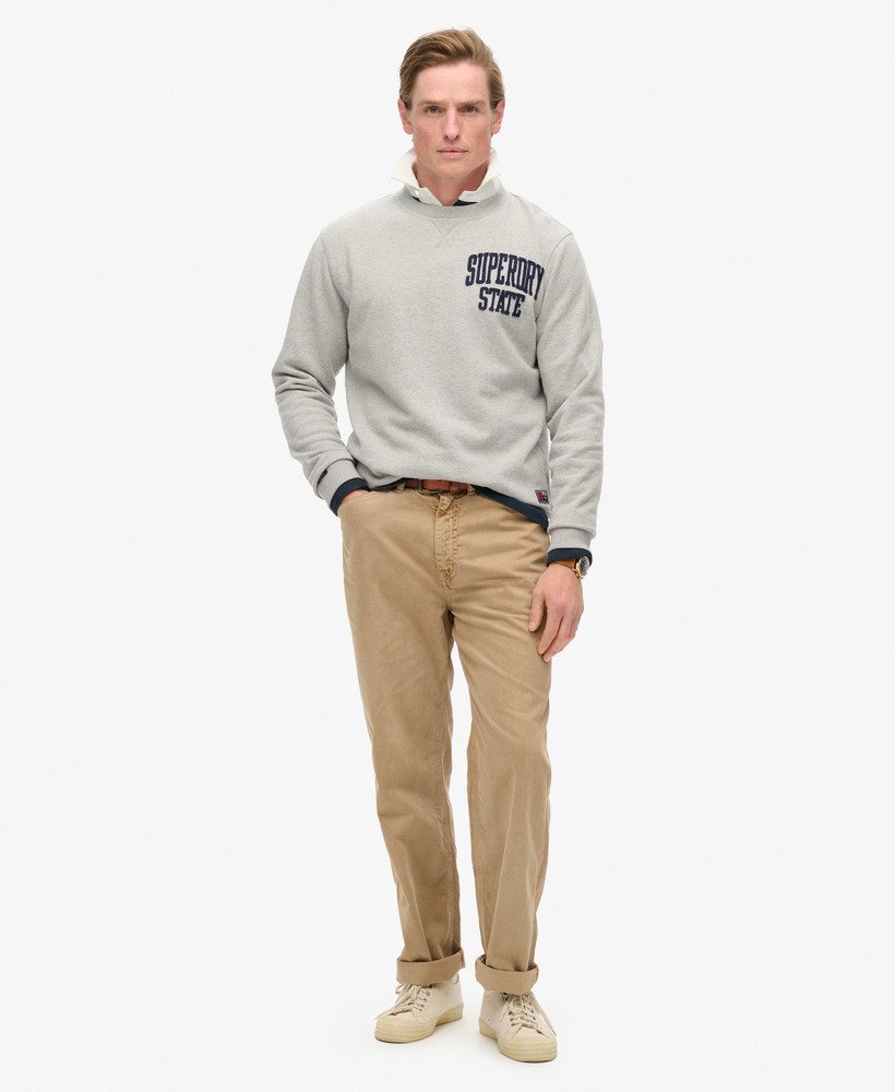 moletom vintage athletic crew em cinza mesclado claro vintage sweat