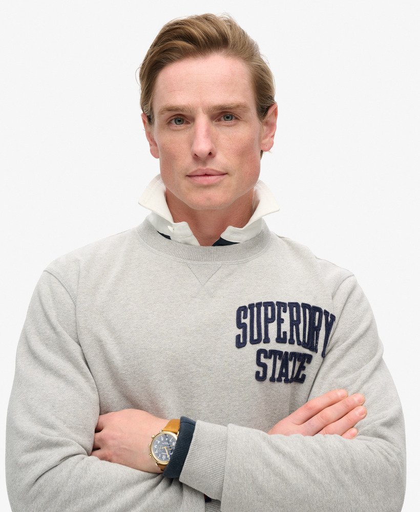 moletom vintage athletic crew em cinza mesclado claro vintage sweat