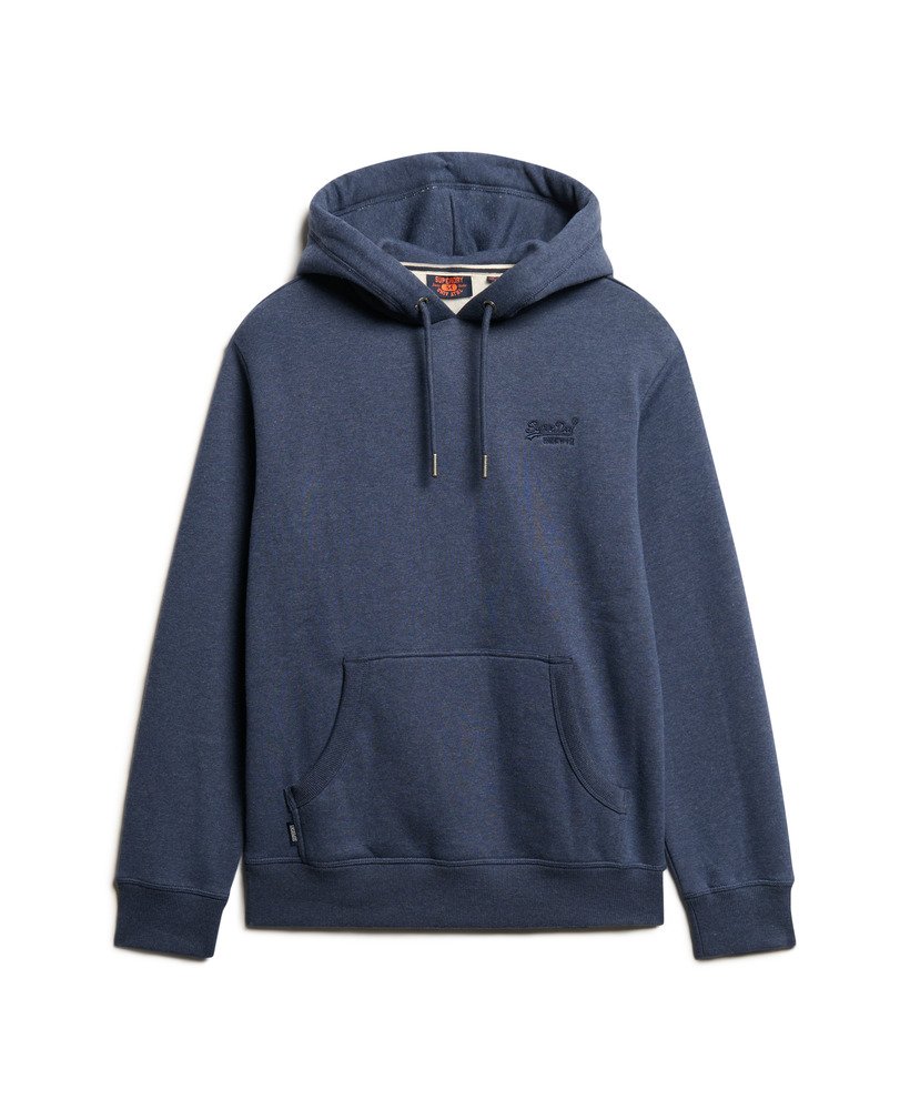moletom com capuz essential logo na cor heritage navy mescla.