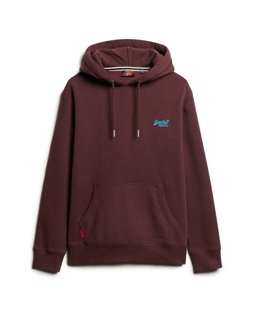 moletom com capuz essential logo em um tom profundo e rico de vinho.