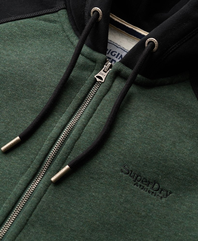 moletom com zíper essential baseball na cor verde floresta profunda mescladopreto