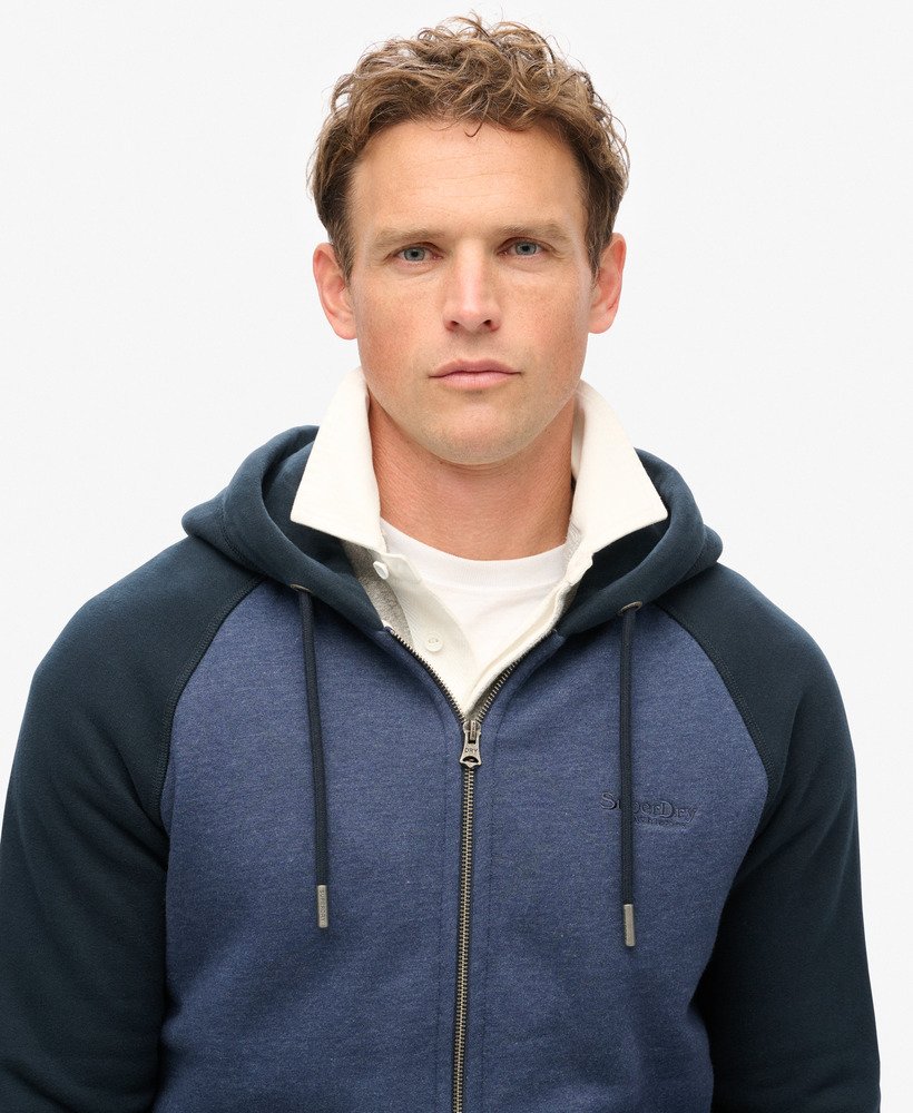 moletom com zíper essential baseball nas cores heritage navy mesclaeclipse navy