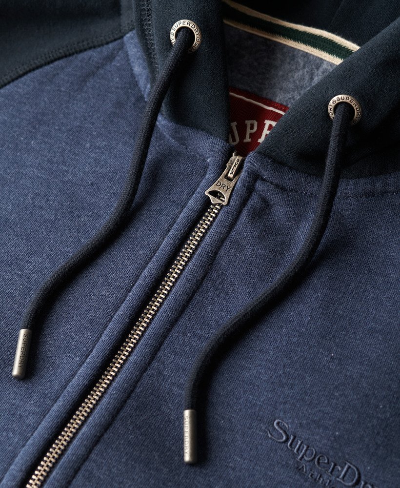 moletom com zíper essential baseball nas cores heritage navy mesclaeclipse navy