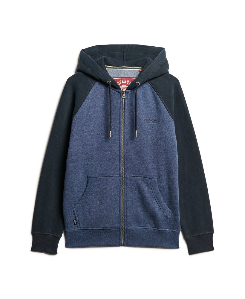 moletom com zíper essential baseball nas cores heritage navy mesclaeclipse navy