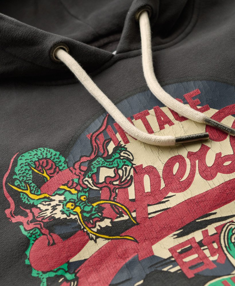 moletom com capuz e estampa vintage do logo de tóquio na cor blackboard