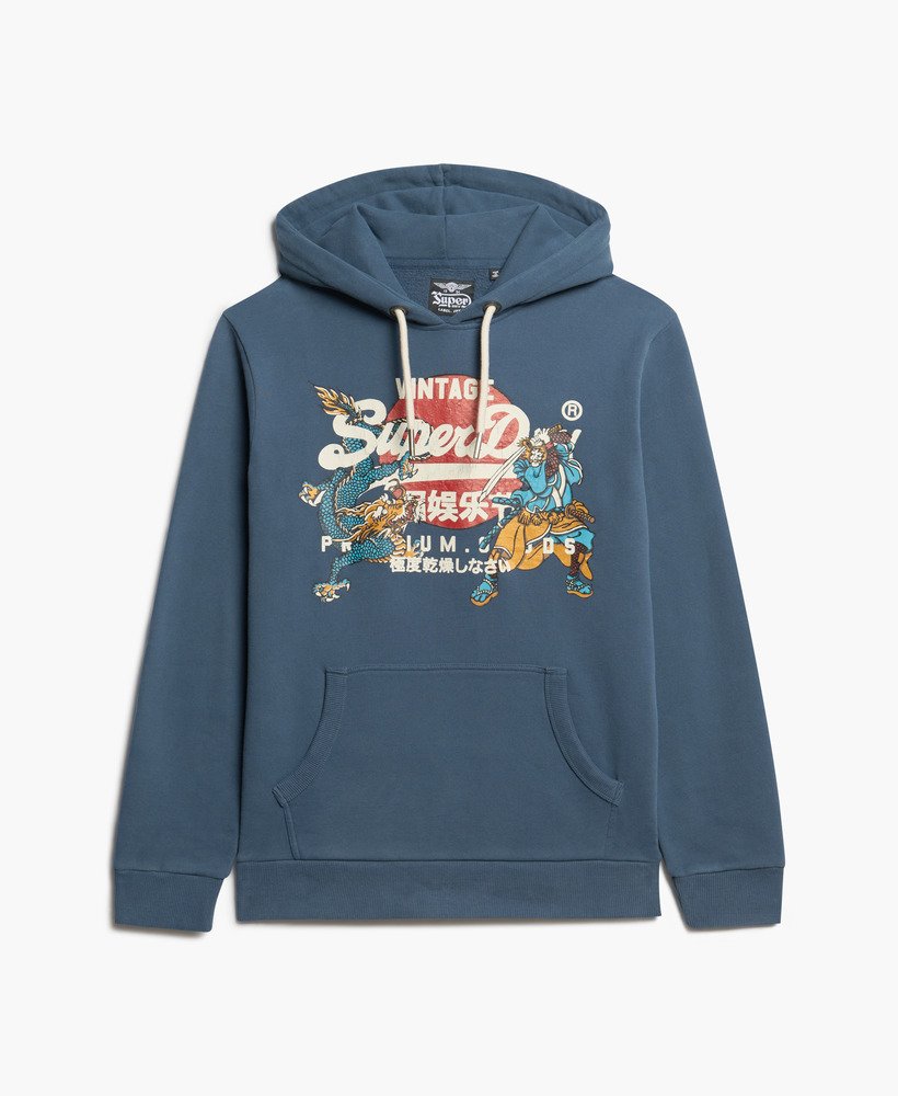 moletom com capuz tokyo vintage logo graphic na cor azul-marinho