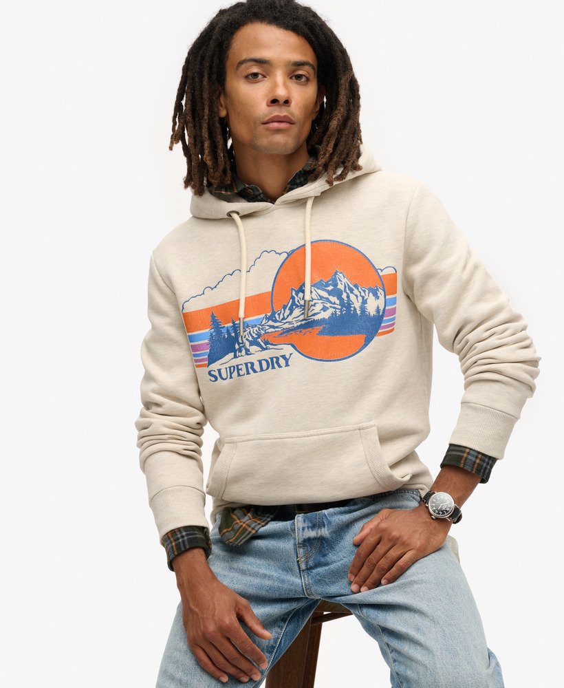 moletom outdoor graphic stripe na cor aveia cinza mesclado