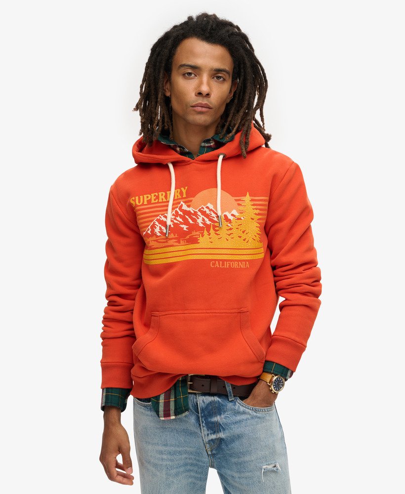 moletom outdoor graphic stripe em denim co laranja ferrugem