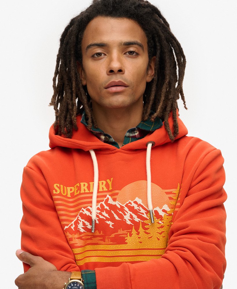 moletom outdoor graphic stripe em denim co laranja ferrugem
