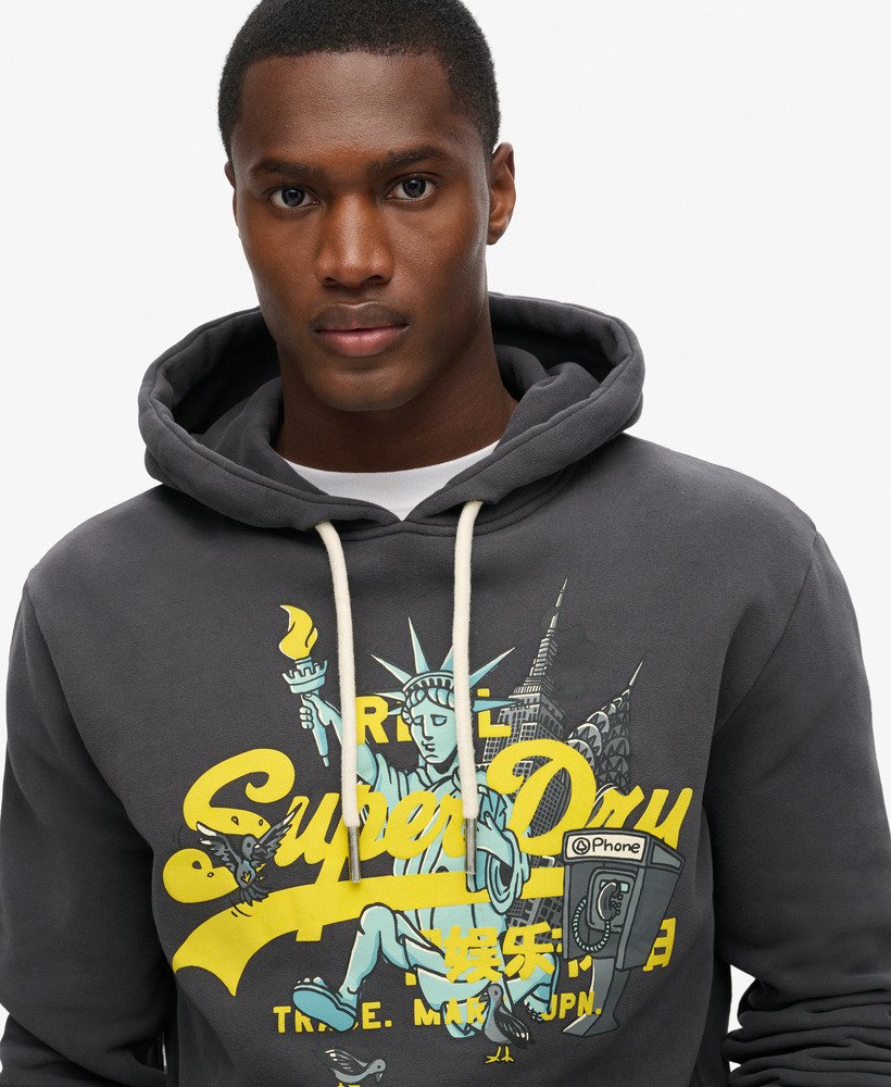 moletom com capuz e estampa vintage do logo de nova york na cor blackboard