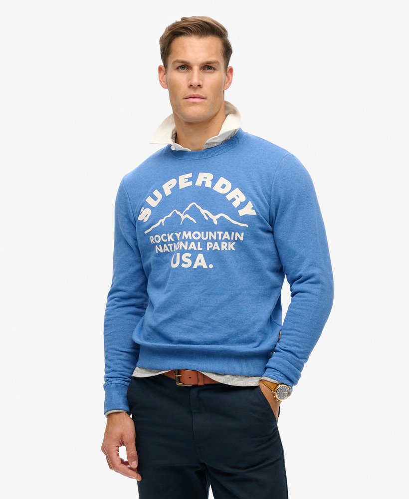 moletom outdoors graphic crew na cor azul oceano mesclado