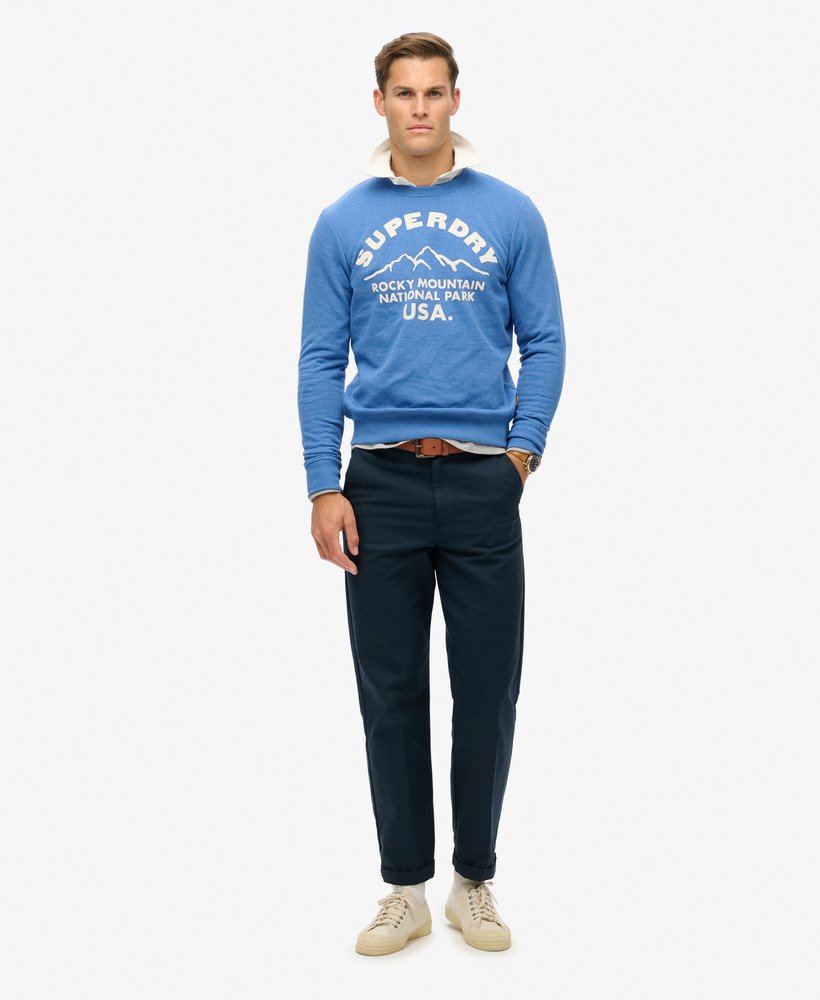moletom outdoors graphic crew na cor azul oceano mesclado