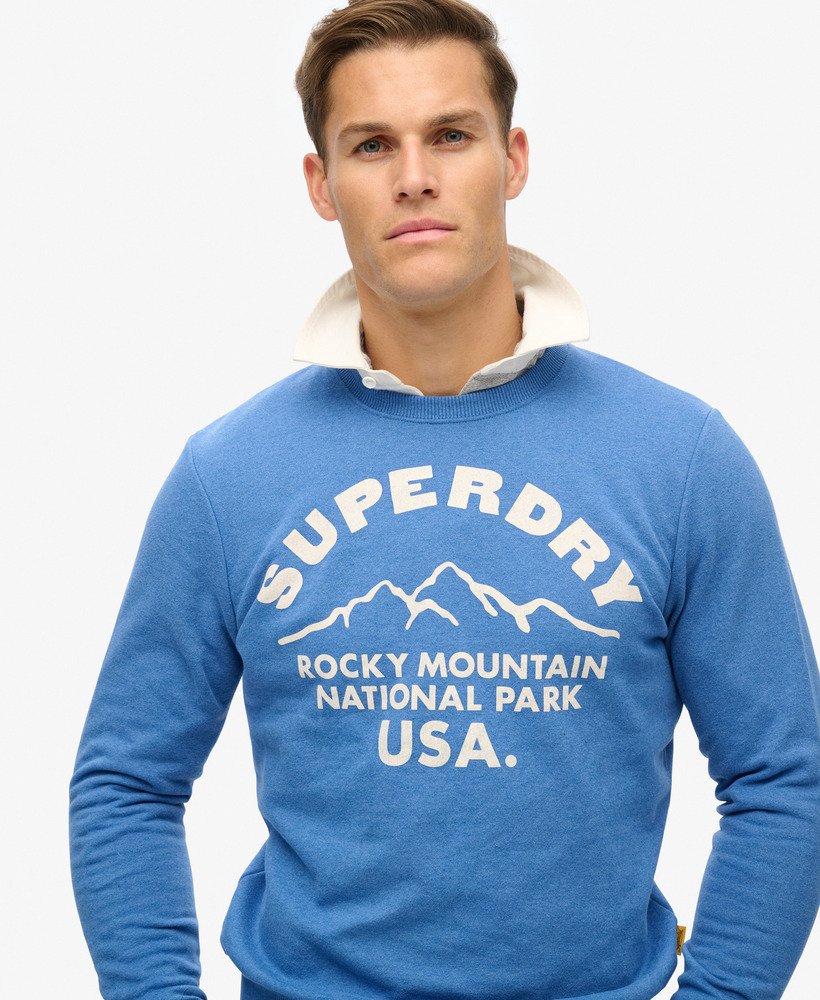 moletom outdoors graphic crew na cor azul oceano mesclado