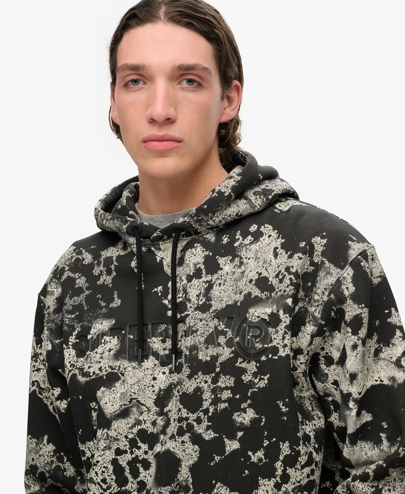 moletom folgado com capuz e estampa texturizada utility camo logo na cor preta.