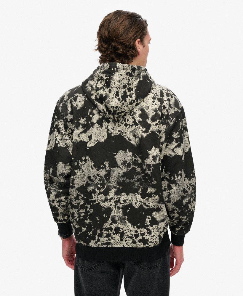 moletom folgado com capuz e estampa texturizada utility camo logo na cor preta.